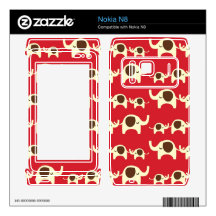 Good luck elephants cherry red cute nature pattern nokia n8 decal
