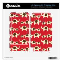 Good luck elephants cherry red cute nature pattern skins for LG optimus 2X