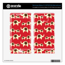 Good luck elephants cherry red cute nature pattern samsung galaxy s II skins