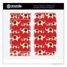 Good luck elephants cherry red cute nature pattern xperia arc skin