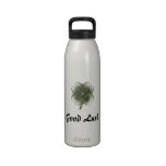 Good Luck Four Leaf Clover Fractal Art Drinking Bottle