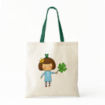 Good luck girl with a four leaf clover canvas bag