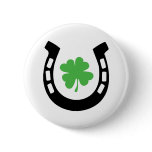 Good Luck Horseshoe Cloverleaf - Shamrock Pin