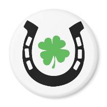 Good Luck Horseshoe Cloverleaf - Shamrock magnets