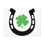 Good Luck Horseshoe Cloverleaf - Shamrock Postcards