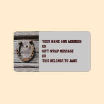 Good Luck Horseshoe Name Gift Tag Bookplate Custom Address Labels