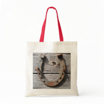 Good Luck Horseshoe on Fence Crafts Shopping Bag