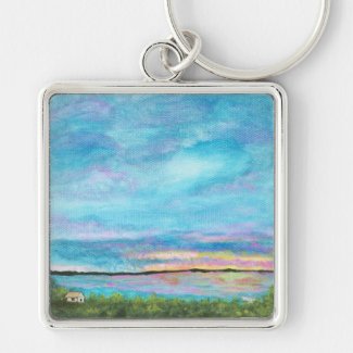Good Morning From Original Abstract Painting Large Key Chains