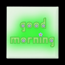 Good Morning Green Square magnets