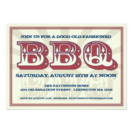 Good Old BBQ Country Style Party Invitation (front side)