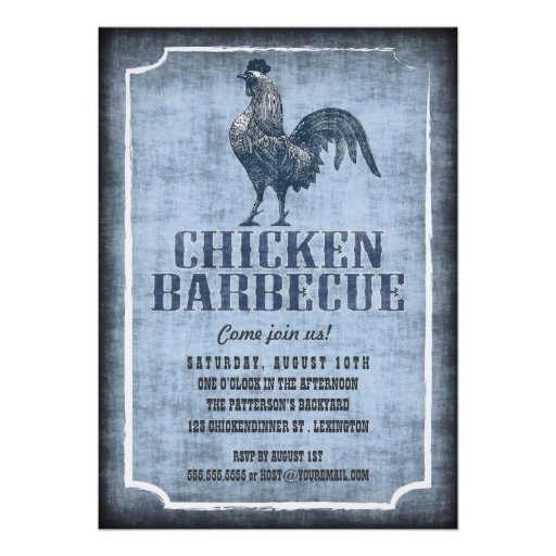 Good Old Fashion Chicken Barbecue Aged Invitation