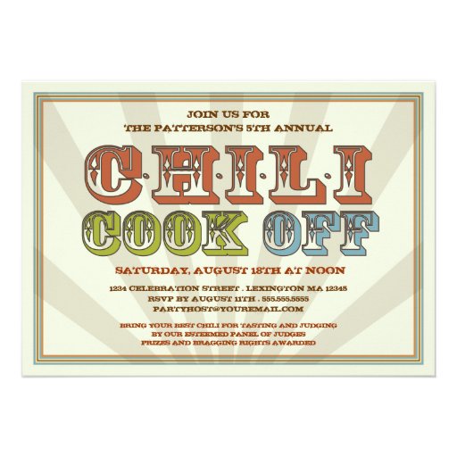 Good Old Fashioned Chili Cook Off Party Invitation