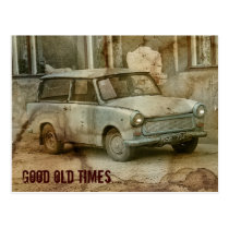 years, old, times, trabant, car, past, unique, photography, grunge, memories, photo, dirt, cars, Postcard with custom graphic design