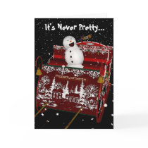 Good Snowmen Gone Bad Christmas Greeting Cards by sexyshirts2 Good Snowmen Gone Bad Christmas Greeting Cards
