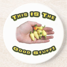 Good Stuff White Hot Peppers in Hand Design Drink Coasters