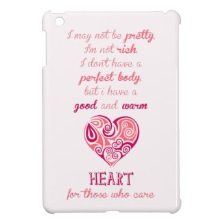 Good warm heart quote pink tribal tattoo girly iPad mini case