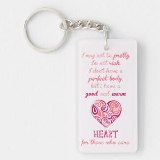 Good warm heart quote pink tribal tattoo girly rectangular acrylic keychains