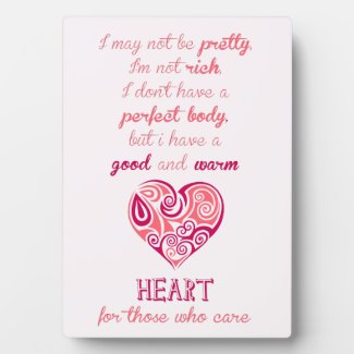 Good warm heart quote pink tribal tattoo girly plaques