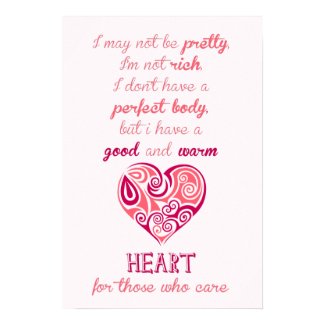 Good warm heart quote pink tribal tattoo girly poster