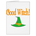 Good Witch! Green Hat Halloween Design Greeting Card