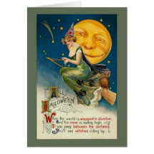 Good Witch Riding By - Halloween Card