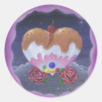 sugar, fueled, michael, banks, heart, candy, sweets, lowbrow, creepy, cute, pop, surrealism, roses, adorable, cuddly, Sticker with custom graphic design