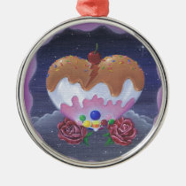 sugar, fueled, michael, banks, heart, candy, sweets, lowbrow, creepy, cute, pop, surrealism, roses, adorable, cuddly, Ornament with custom graphic design