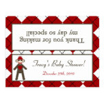 Goody Bag Topper Red Sock Monkey Argyle Postcard