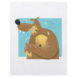 goofy bear eating honey flyer design
