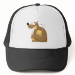 goofy bear eating honey mesh hat