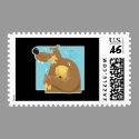 goofy bear eating honey