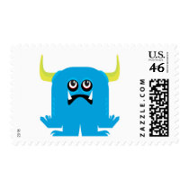 goofy blue monster postage stamps