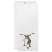 goofy dancing penguin rack card design