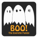 Goofy eyes floating white ghosts Halloween favor sticker