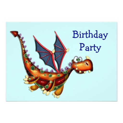 Goofy Flying Dragon Birthday Party Invite