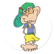 goofy geek troll round stickers