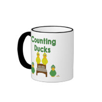 Goofy Green And Yellow Ducks Counting Ducks mugs