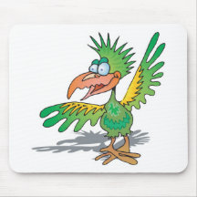 goofy green birdy mouse pad