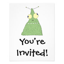 goofy green blob monster invites