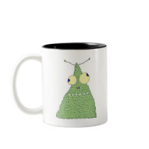 goofy green blob monster mugs