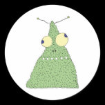 goofy green blob monster round sticker