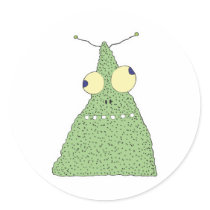 goofy green blob monster stickers