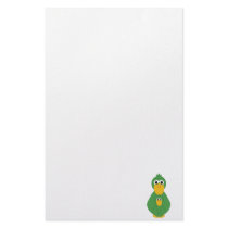 Goofy Green Duck And Baby stationery