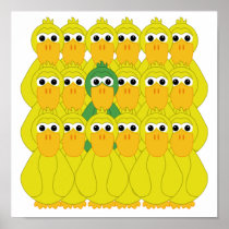 Goofy Green Duck Be Different Poster