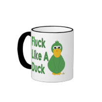 Goofy Green Duck Fluck Like A Duck mugs
