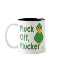 Goofy Green Duck Pluck Off, Plucker mugs