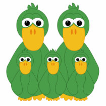 Goofy Green Ducks And 3 Babies photo sculptures