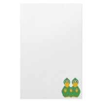 Goofy Green Ducks And 3 Babies stationery