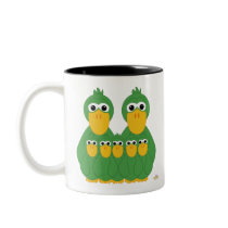 Goofy Green Ducks And Five Babies mugs