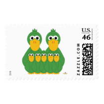 Goofy Green Ducks And Five Babies stamps